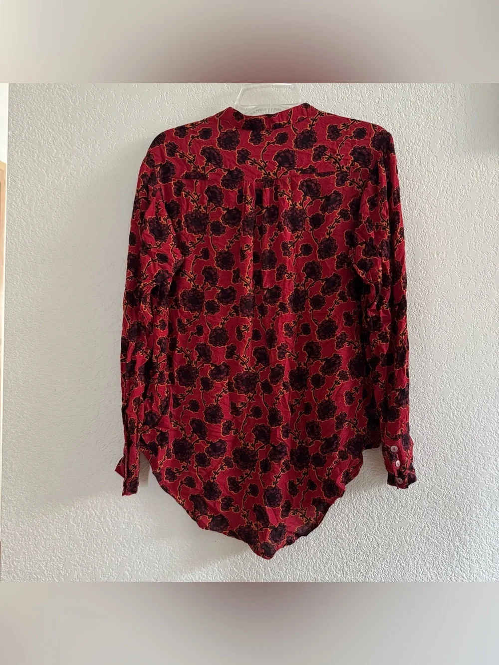 Free People Mia Tunic Top Blouse Floral Red Black Boho Romantic Whimsigoth S
